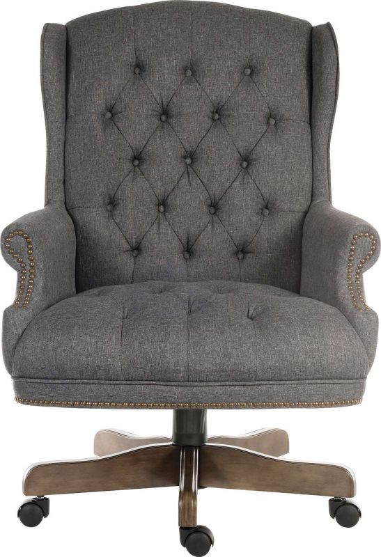 Traditional Chesterfield Grey Fabric Executive Chair - CHAIRMAN